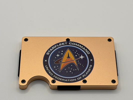Star Trek Gold Anodized Metal Card Wallet with RFID Blocking and Starfleet Command Logo