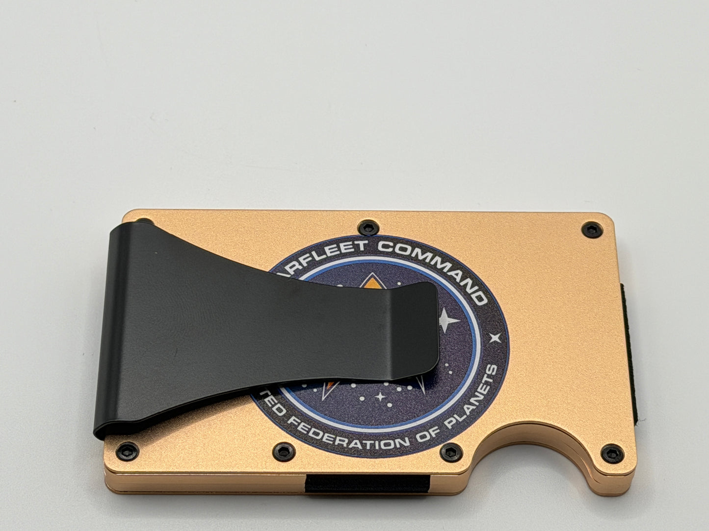 Star Trek Gold Anodized Metal Card Wallet with RFID Blocking and Starfleet Command Logo