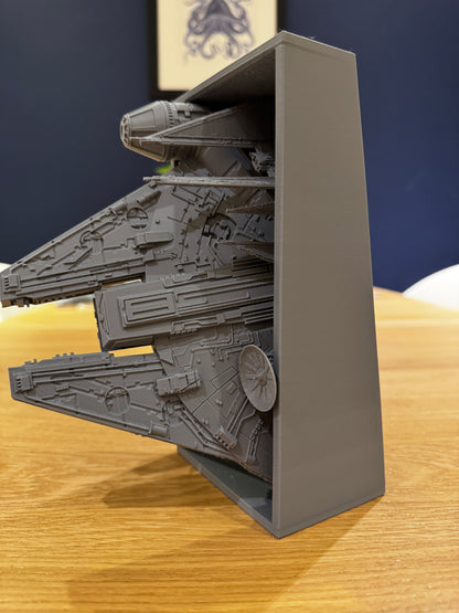 Millennium Falcon Book Nook - |  Galactic Battle Scene Star Wars inspired | Bookcase | Handcrafted Art | White or Grey | Model