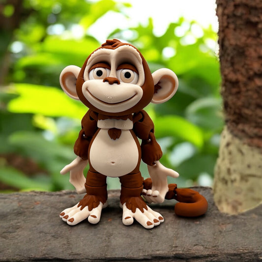 Cute Articulating  Monkey – Stands Upright, Hangs by Tail or Hands – Fun Sensory Toy & Decor – Eco-Friendly PLA Design.